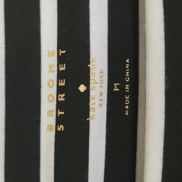 Kate Spade Black & White Striped Long Sleeve Dress w/ Front Pockets - Picture 3 of 5